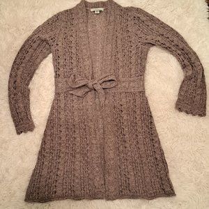 Heather Lilac Intuitions Crochet Knit Cardigan
